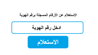 إستعلام عن أرقامى معرفة الأرقام المسجلة